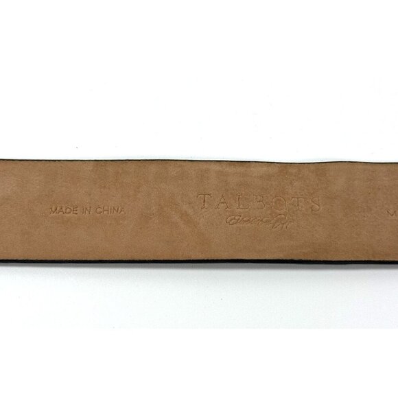 Talbots‎ Brown Leather Crocodile Embossed Belt Gold Rectangle Buckle Size Medium - Picture 8 of 16
